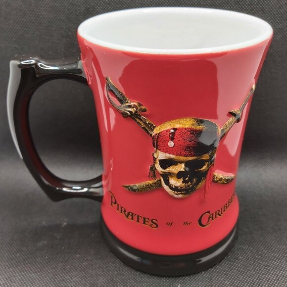 Disney Parks Pirates of the Caribbean 3D Embossed Skull Jolly Roger Mug - Picture 1 of 8